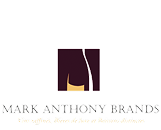 Stylized white line drawing of a suit jacket on a dark purple square background with the text 'MARK ANTHONY BRANDS' and slogan 'Your stylish choice to live an Authentic Lifestyle.' below.